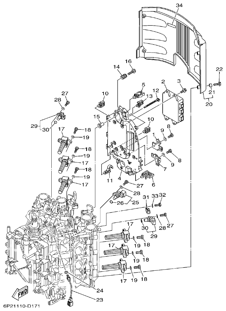 Yamaha F250AET, FL250AET, F250TR, LF250TR ELECTRICAL 1 parts diagram